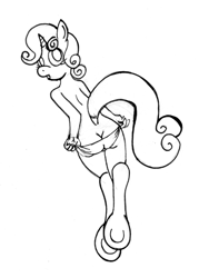 Size: 537x750 | Tagged: questionable, artist:rdk, apple bloom, scootaloo, sweetie belle, anthro, ass, banned from derpibooru, butt, clothes, cutie mark crusaders, female, imported from twibooru, lolicon, nudity, panties, solo, underage, underwear, unicorn