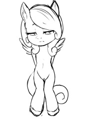 Size: 905x1280 | Tagged: explicit, oc, oc:snowdrop, anthro, artist needed, banned from derpibooru, breasts, complete nudity, delicious flat chest, female, frown, imported from twibooru, lolicon, nudity, oc only, pegasus, semi-anthro, sketch, solo, solo female, source needed, underage, unguligrade anthro, vulva