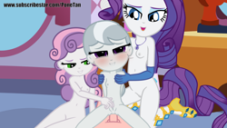 Size: 4000x2250 | Tagged: explicit, artist:cloppy hooves, rarity, silver spoon, sweetie belle, anal, balls, banned from derpibooru, blushing, breasts, equestria girls, female, imported from twibooru, labia, lolicon, nipples, nudity, penetration, penis, sex, underage