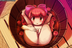 Size: 3000x2000 | Tagged: explicit, artist:lumineko, apple bloom, adorabloom, alternate version, anus, apple, apple bloom's bow, apple bobbing, banned from derpibooru, barefoot, barrel, bloom butt, blushing, bow, butt, child, clitoris, cute, cute porn, feet, female, food, hair bow, human, humanized, imported from twibooru, legs behind head, lolicon, looking at you, mlem, nipples, nudity, silly, smiling, soles, solo, solo female, spreading vagina, toes, tongue out, underage, vagina, vulva, water