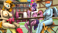 Size: 1920x1080 | Tagged: explicit, artist:senthaurekmern, apple bloom, scootaloo, sweetie belle, 3d, age difference, anthro, banned from derpibooru, breasts, cookie crumbles, cutie mark crusaders, earth pony, female, imported from twibooru, incest, lolicon, mother and child, mother and daughter, nudity, oral, pear butter, pegasus, sex, underage, unicorn, windy whistles