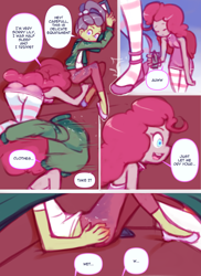 Size: 2304x3168 | Tagged: explicit, artist:drantyno, pinkie pie, comic:lily's babysiter, age difference, balloonbutt, banned from derpibooru, butt, equestria girls, female, females only, imported from twibooru, lesbian, lily pad (equestria girls), lilypie, lolicon, paywalled source, underage
