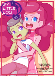 Size: 1152x1584 | Tagged: explicit, artist:drantyno, pinkie pie, comic:lily's babysiter, age difference, banned from derpibooru, equestria girls, female, females only, imported from twibooru, lesbian, lily pad (equestria girls), lilypie, lolicon, paywalled source, underage