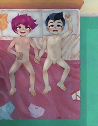 Size: 2500x3214 | Tagged: explicit, artist:yokappa69, scootaloo, aftersex, banned from derpibooru, bed, breasts, clothes, complete nudity, delicious flat chest, female, human, humanized, imported from twibooru, lolicon, male, nudity, post coital cuddling, rumble, rumbloo, shipping, shirt, shotacon, small breasts, straight, straight shota, tanktop, underage, underwear