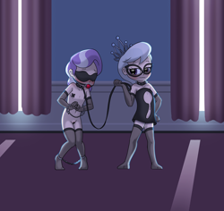 Size: 3298x3113 | Tagged: questionable, artist:horsepen, diamond tiara, silver spoon, art pack:foaling around, ankle cuffs, ballgag, banned from derpibooru, blindfold, blushing, bondage, boots, braid, breast bondage, breasts, choker, clothes, collar, cuffs, diamondsub tiara, embarrassed, evening gloves, feet, female, femdom, femsub, gag, glasses, gloves, hand cuffs, handcuffed, human, humanized, humiliation, imported from twibooru, jewelry, leash, lesbian, lolicon, lolidom, long gloves, maebari, necklace, nipple tape, pasties, paywalled source, rope, shipping, shoes, silverdom, silvertiara, skimpy outfit, spiked choker, spiked collar, stockings, submissive, thigh highs, underage