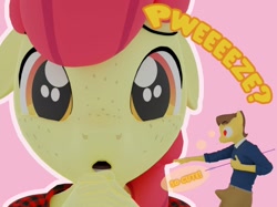 Size: 1920x1433 | Tagged: suggestive, artist:littlesocks3, apple bloom, series:littlesocks, 3d, anthro, banned from derpibooru, caramel, crotch bulge, earth pony, erection, female, imported from twibooru, lolicon, penis, tenting, underage