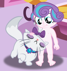 Size: 1539x1629 | Tagged: explicit, artist:papadragon69, princess flurry heart, babycon, banned from derpibooru, barely visible genitals, complete nudity, equestria girls, equestria girls-ified, female, human, imported from twibooru, lolicon, nipples, nudity, nuzzling, opalescence, petting, toddlercon, underage, vulva