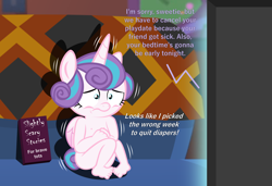 Size: 2537x1731 | Tagged: suggestive, artist:papadragon69, princess flurry heart, airplane!, anthro, babycon, banned from derpibooru, casual nudity, couch, female, imported from twibooru, lolicon, naked flurry heart, nudity, scary movie, shivering, solo, speech, talking, television, thoughts, toddlercon, underage