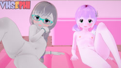 Size: 1280x720 | Tagged: explicit, diamond tiara, silver spoon, 3d, anus, banned from derpibooru, blushing, breasts, delicious flat chest, equestria girls, female, glasses, imported from twibooru, lolicon, looking at you, nudity, prompter:vhsephiyagami, underage, vulva