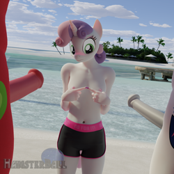 Size: 2500x2500 | Tagged: explicit, artist:hamsterball, shining armor, sweetie belle, 3d, anthro, banned from derpibooru, beach, big breasts, big mcintosh, blender, breasts, clothes, earth pony, female, horsecock, imported from twibooru, infidelity, lolicon, male, male swimwear challenge, nudity, partial nudity, penis, shiningbelle, shipping, straight, sweetiemac, topless, underage, unicorn