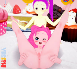 Size: 812x720 | Tagged: explicit, pinkie pie, 3d, banned from derpibooru, blushing, equestria girls, female, imported from twibooru, koikatsu, lesbian, lily pad (equestria girls), lilypie, lolicon, nudist lily pad, nudity, presenting, prompter:vhsephiyagami, underage