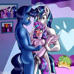Size: 3500x3500 | Tagged: explicit, artist:anibaruthecat, princess flurry heart, shining armor, anal, anthro, banned from derpibooru, double penetration, father and child, father and daughter, female, flurryarmor, grandfather and grandchild, grandfather and granddaughter, grandparent and grandchild, imported from twibooru, incest, infidelity, lolicon, male, multiple penetration, night light, parent and child, penetration, sex, shipping, straight, underage, unguligrade anthro, vaginal
