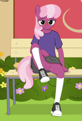 Size: 2328x3425 | Tagged: explicit, artist:tolpain, anthro, banned from derpibooru, cheerilee, clothes, commando, earth pony, female, imported from twibooru, lolicon, looking at you, nudity, panties, plantigrade anthro, showing off, skirt, solo, underage, underwear, upskirt, vulva, younger