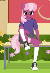 Size: 2328x3425 | Tagged: suggestive, artist:tolpain, anthro, banned from derpibooru, cheerilee, clothes, earth pony, female, imported from twibooru, lolicon, looking at you, panties, pink underwear, plantigrade anthro, showing off, skirt, solo, underage, underwear, upskirt, younger