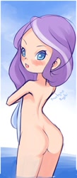 Size: 350x800 | Tagged: questionable, artist:drantyno, diamond tiara, ass, banned from derpibooru, butt, female, human, humanized, imported from twibooru, lolicon, looking back, nudity, skinny dipping, solo, underage