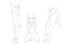Size: 3252x2000 | Tagged: explicit, artist:fearingfun, apple bloom, babs seed, sweetie belle, banned from derpibooru, bra, breasts, clothes, delicious flat chest, female, human, humanized, imported from twibooru, lingerie, lolicon, nudity, panties, see-through, see-through skirt, simple background, sketch, skirt, small breasts, socks, underage, underwear, white background