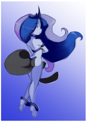 Size: 1160x1640 | Tagged: suggestive, artist:drantyno, princess luna, 2020, ass, banned from derpibooru, belly dancer, belly dancer outfit, butt, equestria girls, female, gradient background, imported from twibooru, lolicon, looking at you, looking back, looking back at you, moonbutt, old art, solo, solo female, underage