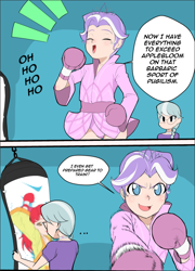 Size: 642x891 | Tagged: suggestive, artist:pugilismx, apple bloom, diamond tiara, silver spoon, banned from derpibooru, boxing, female, human, humanized, imported from twibooru, lolicon, punching bag, sports, sports panties, underage
