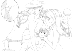 Size: 3508x2480 | Tagged: explicit, artist:tdf, apple bloom, applejack, rarity, sweetie belle, banned from derpibooru, female, human, humanized, imported from twibooru, lesbian, lolicon, nudity, sex toy, strapon, underage