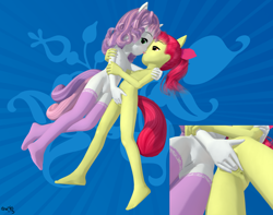 Size: 2000x1573 | Tagged: explicit, artist:anonjg, apple bloom, sweetie belle, banned from derpibooru, eared humanization, equestria girls, female, horn, horned humanization, human, humanized, imported from twibooru, kissing, lolicon, masturbation, nudity, underage
