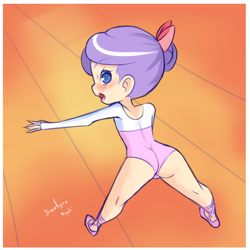 Size: 600x600 | Tagged: questionable, artist:drantyno, diamond tiara, ass, ballerina, ballet slippers, banned from derpibooru, blushing, bow, butt, cameltoe, clothes, diamond buttiara, female, hair bow, hair bun, human, humanized, imported from twibooru, leotard, lolicon, looking back, open mouth, solo, solo female, stretching, underage, wedgie