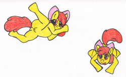 Size: 600x365 | Tagged: explicit, artist:reznorgrave, apple bloom, anthro, banned from derpibooru, female, imported from twibooru, lolicon, solo, underage