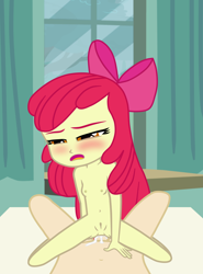 Size: 4000x5400 | Tagged: explicit, artist:cloppy hooves, apple bloom, anal, banned from derpibooru, bed, blushing, breasts, equestria girls, female, imported from twibooru, lolicon, nudity, penetration, sex, underage, vulva