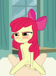 Size: 4000x5400 | Tagged: explicit, artist:cloppy hooves, apple bloom, anal, banned from derpibooru, bed, blushing, breasts, equestria girls, female, imported from twibooru, lolicon, nudity, penetration, sex, underage, vulva