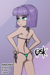 Size: 1000x1500 | Tagged: suggestive, artist:oldskullkid, banned from derpibooru, bikini, child, clothes, equestria girls, female, imported from twibooru, lolicon, maud pie, panties, solo, solo female, swimsuit, thong, underage, underwear, young, younger