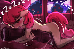 Size: 1125x750 | Tagged: explicit, artist:lumineko, apple bloom, anthro, banned from derpibooru, blushing, cum, earth pony, female, horsecock, imported from twibooru, lolicon, nudity, penis, penis hug, sleeping, solo, underage