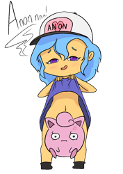 Size: 1000x1414 | Tagged: suggestive, artist:happy harvey, oc, oc:little league, banned from derpibooru, blushing, clothes, colored pupils, drawn on phone, dress, dress lift, equestria girls, equestria girls-ified, female, flashing, hat, heart eyes, implied anon, imported from twibooru, jigglypuff, lolicon, looking at you, oc only, panties, pokémon, simple background, solo, solo female, strategically covered, transparent background, underage, underwear, wingding eyes