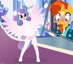 Size: 4364x3839 | Tagged: suggestive, artist:tolpain, princess flurry heart, alicorn, anthro, banned from derpibooru, blushing, clothes, dress, female, imported from twibooru, innocent, lolicon, panties, pink underwear, princess cadance, sandals, showing off, snoopy, sunburst, underage, underwear, unicorn
