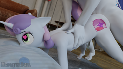 Size: 3840x2160 | Tagged: explicit, artist:hamsterball, shining armor, sweetie belle, 3d, age difference, anthro, banned from derpibooru, creampie, cum, female, heart eyes, imported from twibooru, infidelity, infidelity armor, lolicon, male, plantigrade anthro, sex, shiningbelle, shipping, straight, underage, unicorn, wingding eyes
