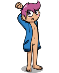 Size: 800x1000 | Tagged: explicit, artist:pokefound, scootaloo, banned from derpibooru, blushing, bottomless, clothes, female, human, humanized, imported from twibooru, lolicon, nudity, partial nudity, simple background, sketch, solo, solo female, transparent background, underage