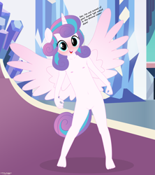 Size: 3411x3839 | Tagged: explicit, artist:tolpain, princess flurry heart, alicorn, anthro, banned from derpibooru, belly button, breasts, delicious flat chest, exhibitionism, female, imported from twibooru, innocent, lolicon, nipples, nudity, plantigrade anthro, public nudity, showing off, small breasts, underage, vulva
