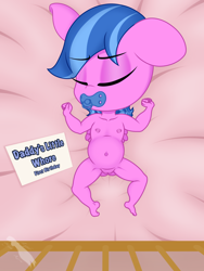 Size: 1536x2048 | Tagged: explicit, artist:lefthighkick, anthro, baby, babycon, banned from derpibooru, female, imported from twibooru, lolicon, nipples, nudity, pacifier, sleeping, toddlercon, underage, vulva