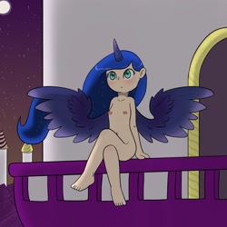 Size: 1440x1440 | Tagged: explicit, artist:whitebats, princess luna, banned from derpibooru, female, horn, horned humanization, human, humanized, imported from twibooru, lolicon, lolitober, nudity, solo, underage, winged humanization, wings, younger