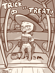Size: 2250x3000 | Tagged: explicit, artist:nottrevbe, anthro, banned from derpibooru, bedroom eyes, belly button, blushing, body writing, bottomless, breasts, clothes, costume, date (time), delicious flat chest, digitigrade anthro, doorway, dress, dress lift, erect nipples, female, gabby, griffon, halloween, halloween costume, hat, holiday, imported from twibooru, inktober, jack-o-lantern, lolicon, lolitober, looking at you, monochrome, night, nipple outline, no panties, nudity, open mouth, outdoors, presenting pussy, pumpkin, pumpkin bucket, seductive pose, shoulder fluff, signature, skirt, skirt lift, solo, spider, stocking feet, talking, tally marks, trick or treat, underage, vulva, welcome mat, witch costume, witch hat