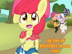 Size: 2048x1536 | Tagged: suggestive, artist:lefthighkick, apple bloom, scootaloo, sweetie belle, series:littlesocks, anthro, banned from derpibooru, belly, child, clothes, earth pony, female, imported from twibooru, lolicon, miniskirt, pegasus, plantigrade anthro, skirt, slut, socks, thick, thigh highs, underage, unicorn, zebra, zebra supremacy, zebradom