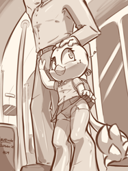 Size: 1247x1663 | Tagged: explicit, artist:nottrevbe, anthro, banned from derpibooru, digitigrade anthro, female, gabby, griffon, human, imported from twibooru, inktober, lolicon, lolitober, monochrome, underage