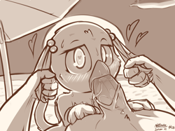Size: 1663x1247 | Tagged: explicit, artist:nottrevbe, anthro, banned from derpibooru, blowjob, digitigrade anthro, female, gabby, griffon, human, imported from twibooru, inktober, lolicon, lolitober, monochrome, nudity, oral, penis, pigtails, sex, twintails, underage