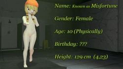 Size: 1280x720 | Tagged: explicit, artist:cdv, oc, oc:misfortune, 360, 3d, animated, anthro, banned from derpibooru, breasts, child, delicious flat chest, female, imported from twibooru, lolicon, nipples, no sound, nudity, oc only, reference sheet, small breasts, solo, source filmmaker, text, underage