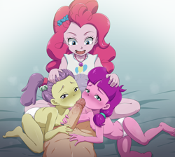 Size: 4093x3662 | Tagged: explicit, artist:the-dark-mangaka, pinkie pie, assisted blowjob, banned from derpibooru, blowjob, child, equestria girls, female, imported from twibooru, lily longsocks, lily pad (equestria girls), lolicon, nudity, oral, penis, sex, underage, young