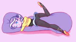Size: 1515x844 | Tagged: suggestive, artist:drantyno, diamond tiara, ass, ballet slippers, banned from derpibooru, butt, child, clothes, equestria girls, female, hug, imported from twibooru, lolicon, looking at you, panties, pantyhose, pillow, see-through, simple background, smiling, smiling at you, solo, solo female, underage, underwear, vulva
