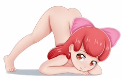 Size: 2479x1592 | Tagged: questionable, artist:focusb, apple bloom, adorabloom, ass, banned from derpibooru, bloom butt, butt, child, cute, face down ass up, female, human, human coloration, humanized, imported from twibooru, iwtcird, jacko challenge, lolicon, looking at you, meme, nudity, patreon, simple background, smiling, solo, solo female, underage, white background