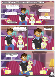 Size: 2480x3507 | Tagged: suggestive, artist:theminus, oc, oc:copper plume, comic:gilding the lily, age difference, banned from derpibooru, canon x oc, comic, equestria girls, female, imported from twibooru, lily pad (equestria girls), lolicon, underage