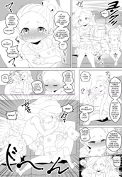 Size: 1000x1452 | Tagged: suggestive, artist:born-to-die, pinkie pie, comic:pinky sitting, age difference, banned from derpibooru, comic, cover, equestria girls, female, imported from twibooru, kissing, lesbian, lily pad (equestria girls), lilypie, lolicon, underage
