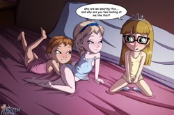 Size: 1575x1040 | Tagged: explicit, artist:goth reaper, anna, banned from derpibooru, bed, elsa, female, frozen, frozen (movie), human, humanized, imported from twibooru, lolicon, nipples, nudity, underage, zippoorwhill