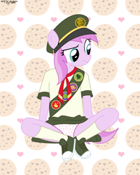 Size: 2080x2600 | Tagged: suggestive, artist:tolpain, anthro, banned from derpibooru, clothes, cookie, earth pony, female, filly scouts, food, imported from twibooru, lolicon, panties, panty shot, piña colada, plantigrade anthro, scouts, skirt, solo, solo female, underage, underwear, undies, upskirt, wagon