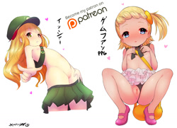 Size: 1190x860 | Tagged: explicit, artist:born-to-die, banned from derpibooru, bonnie, clothes, female, human, humanized, imported from twibooru, lolicon, nudity, partial nudity, pokémon, simple background, skirt, tag-a-long, underage, vulva, white background